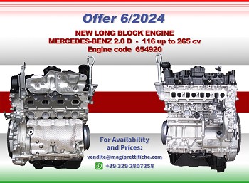 NEW LONG BLOCK ENGINE  CODE 654920 2.0 D - MERCEDES BENZ