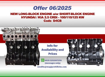 NEW LONG BOCK OR SHORT BLOCK HYUNDAI / KIA 2.5 CRDI Code D4CB