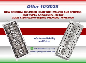 NEW ORIGINAL CYLINDER HEAD W/ VALVES AND SPRINGS - CODE 73504492
